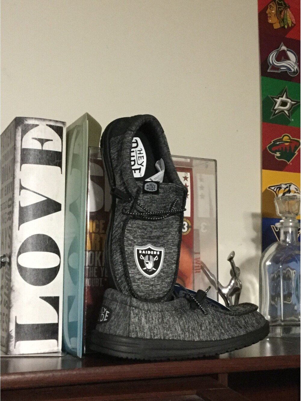 Las Vegas Raiders Hey Dudes Casual Shoes Mens 8 Black
